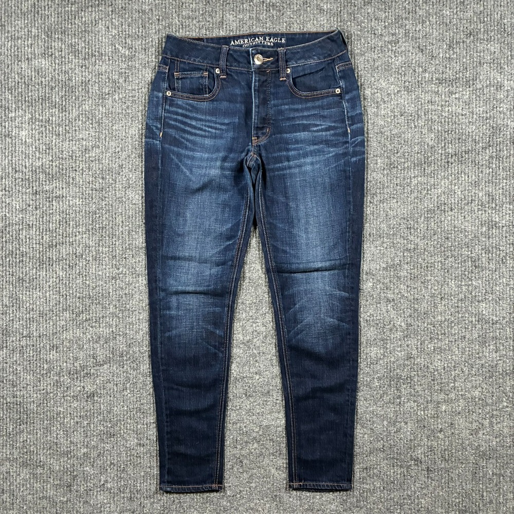 American Eagle Womens Skinny Jeans Size 00‎ Regular Blue Denim Stretch Low Rise